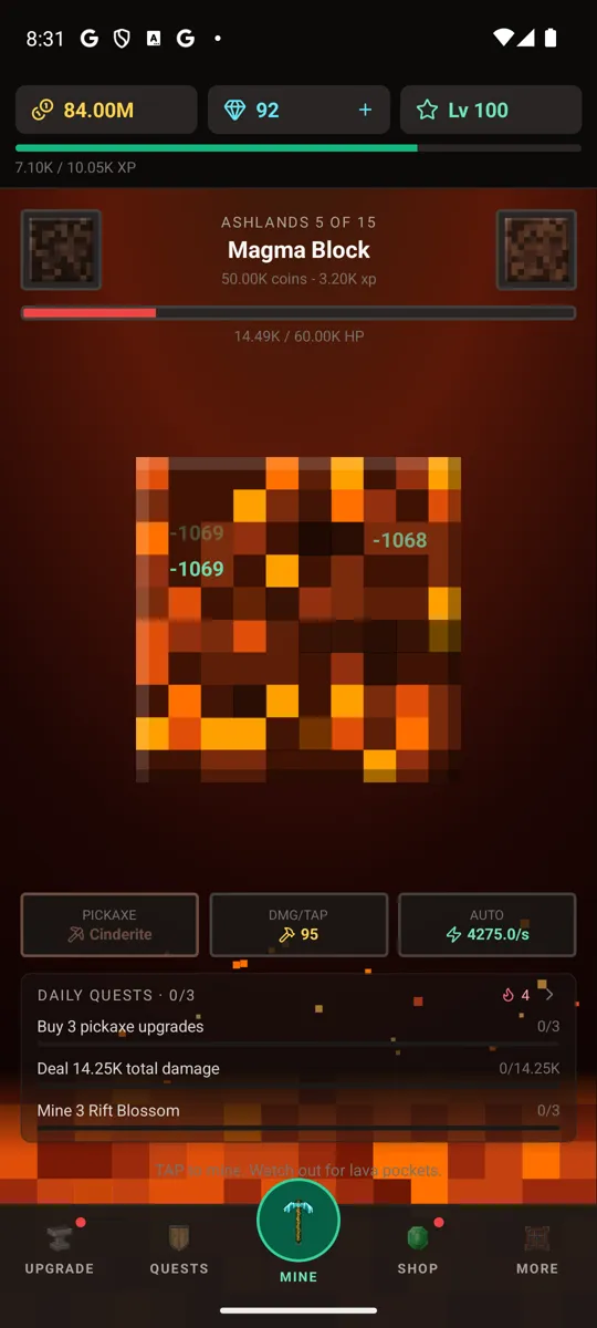 Mining a Magma Block in the Ashlands