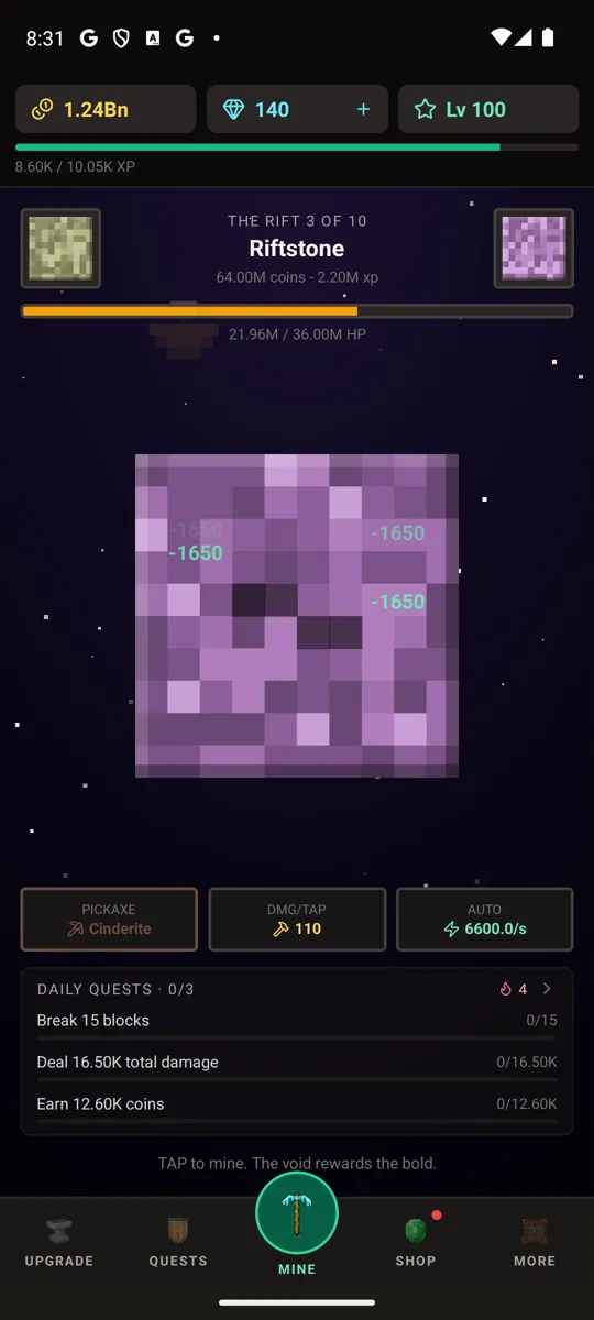 Mining Riftstone in The Rift